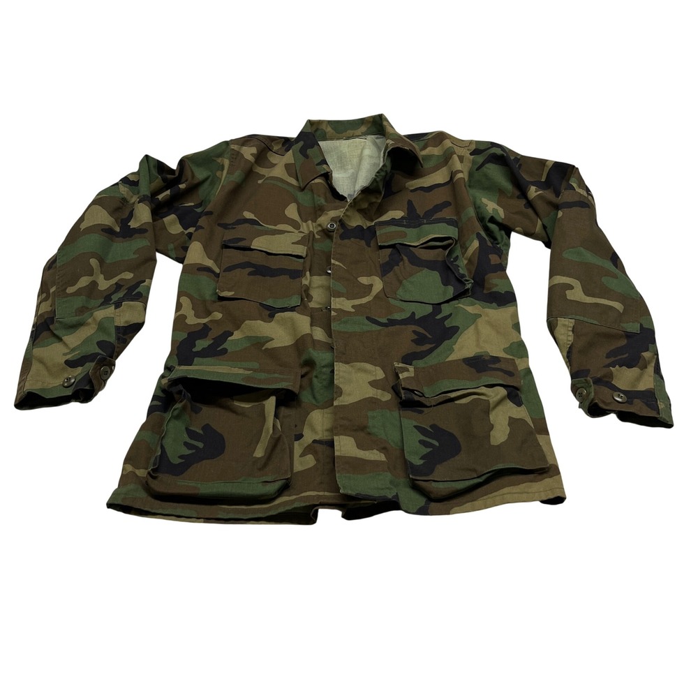 Edcar Industries‎ Woodland Camouflage Combat Coat Mens Jacket Medium Long Green